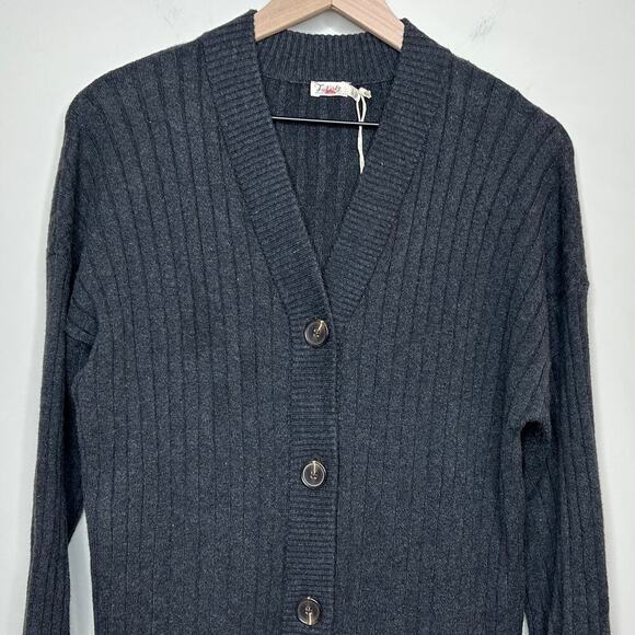 NWT Faherty Gray Jackson Ribbed Knit Duster Cardigan Sweater Size S Dress - Picture 2 of 9